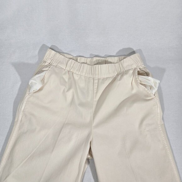 J.CREW Astrid NATURAL Elastic Waistband Hi-Rise Wide Leg Crop Chino Pant Size L. - Picture 8 of 17